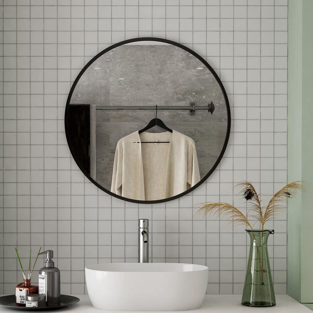 30 in. W x 30 in. H Lager Round Single Simple Aluminum Framed Wall Mounted 