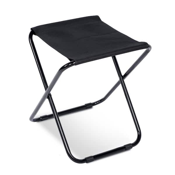 Unbranded 1-Piece Black Metal Folding Tripod Outdoor Garden Stool for Party Picnic Camping Travel Beach BBQ