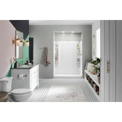 STORE+ 30 in. W x 75.875 in. H Five-Piece Direct-to-Stud Shower Wall Surround Alcove in White