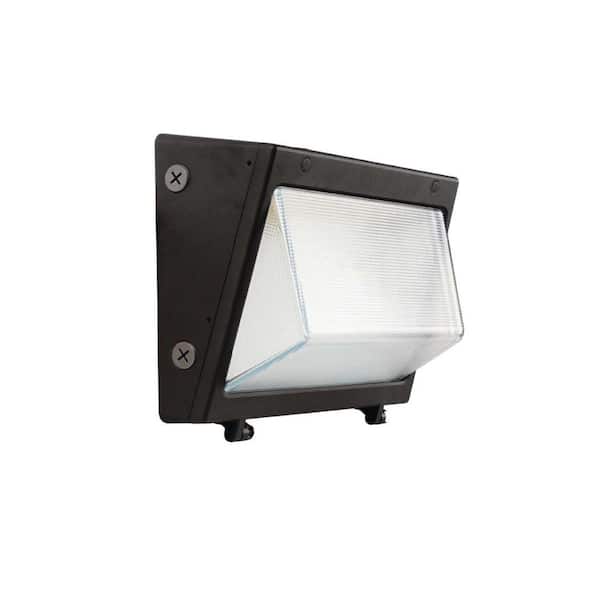 EarthTronics 250- Watt Equivalent Integrated LED Black Dusk to Dawn Wall Pack Light, Selectable Lumens, CCT 3000K-5000K