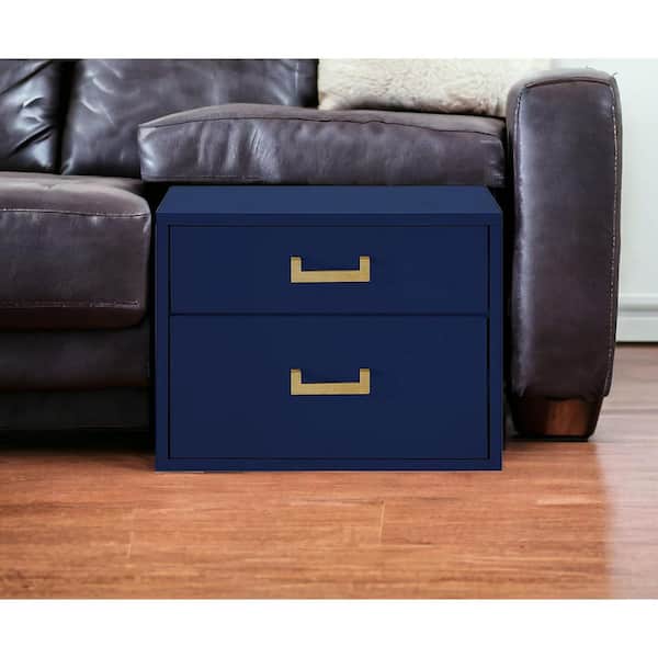HomeRoots 20 in. Dark Blue Rectangle MDF End Table