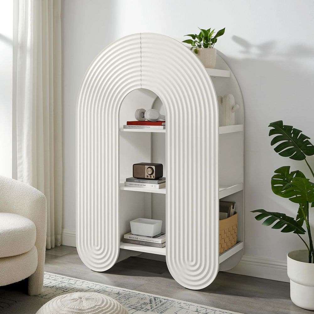 MODWAY Daydream 58 in. Tall White Particle Board 6-Shelf Accent