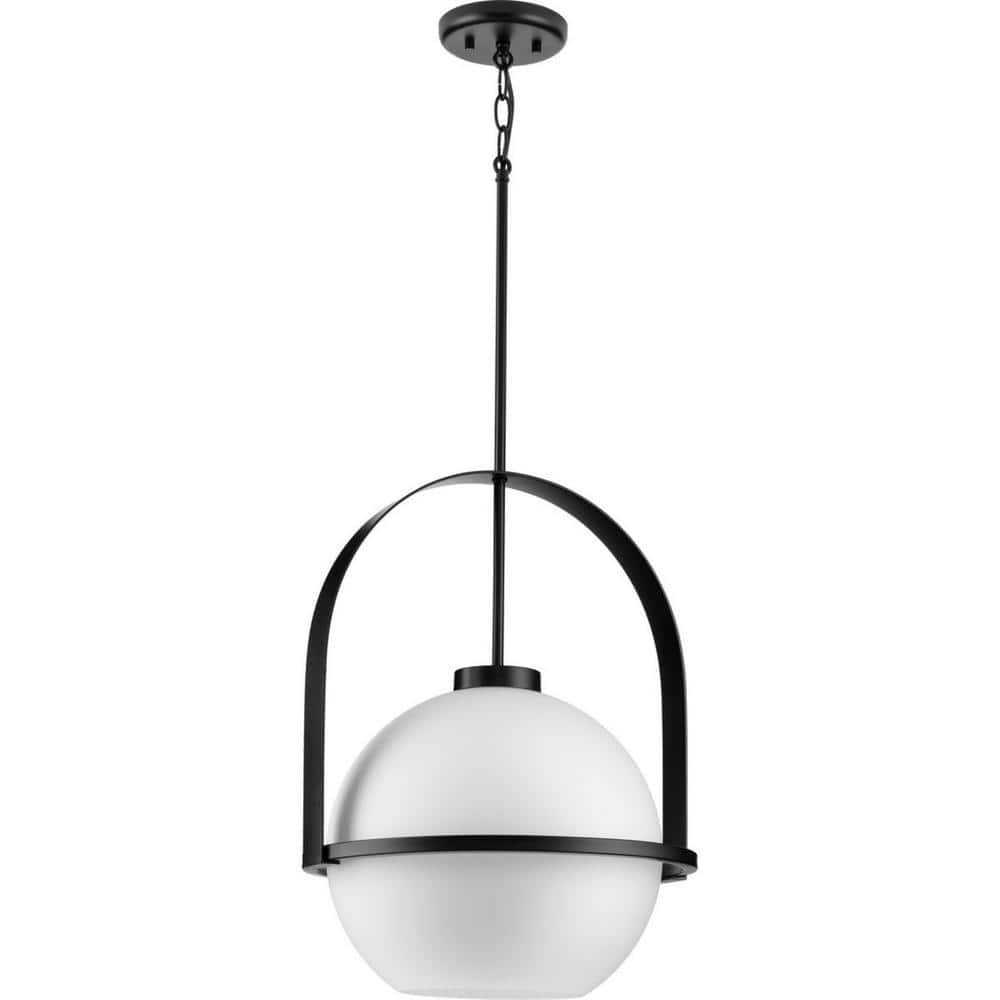 Matte Black Nickel LED Globe Pendant Light with Glass Shade