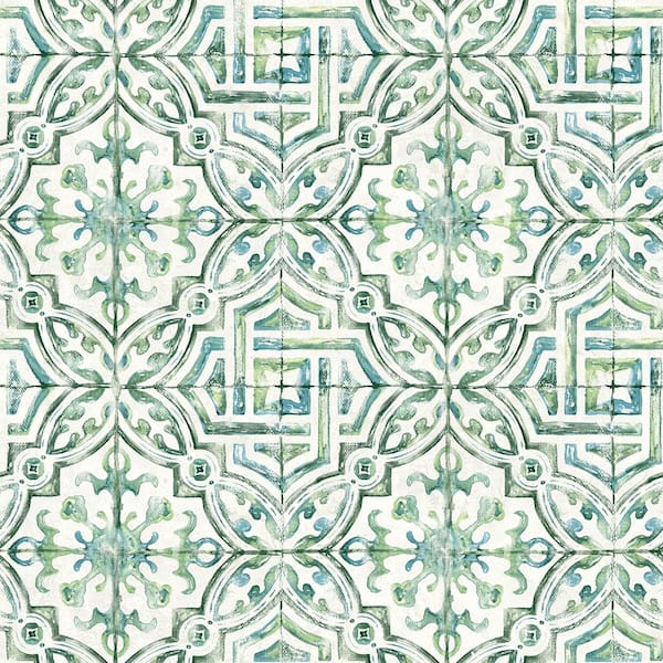 Chesapeake Sonoma Green Beach Tile Paper Strippable Roll (Covers 56.4 sq. ft.)