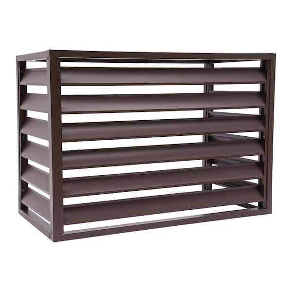 YIYIBYUS 39 in. x 19 in. x 27 in. Coffee Color Aluminum Alloy Garden Fence Outdoor Privacy Screen Air Conditioner Fence