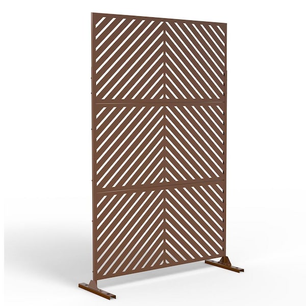 Dovelina 76 in. x 47.2 in. Laser Cut Metal Rust Outdoor Privacy Screen Parallel Line Pattern