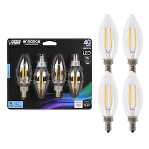40-Watt Equivalent B10 Dimmable Filament CEC Clear Glass Chandelier E12 Candelabra LED Light Bulb Daylight (4-Pack)