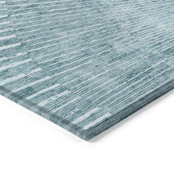 Teal 8 ft. Round Woven Abstract Round Indoor/Outdoor Area Rug