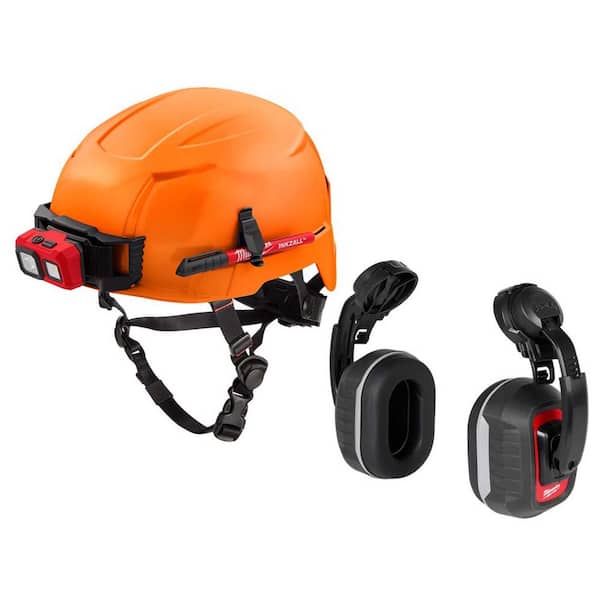 BOLT Orange Type 2 Class E Non-Vented Safety Helmet W/ BOLT Earmuffs with Noise Reduction Rating of 26 dB