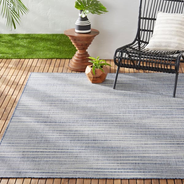 Patio Country Wynona Blue/Beige 5 ft. x 7 ft. Abstract Indoor/Outdoor Area Rug