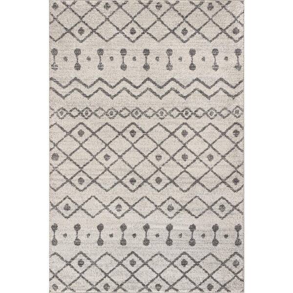 Aksil Moroccan Beni Souk Cream/Gray 4 ft. x 6 ft. Area Rug