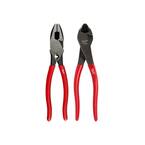 9 in. High-Leverage Linesman Pliers with Crimper and 8 in. Dipped Grip Diagonal-Cutting Plier with Angled Head (2-Piece)
