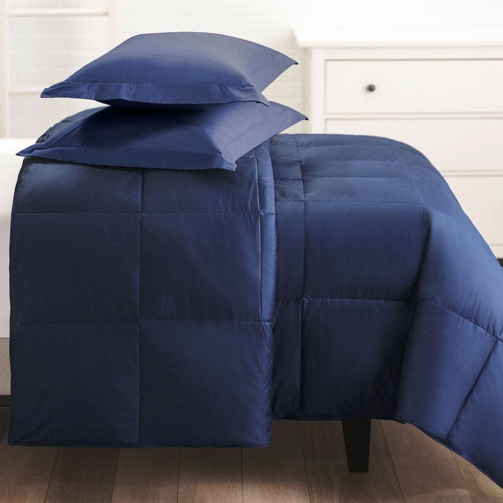 Twin Navy Organic Cotton Down Comforter