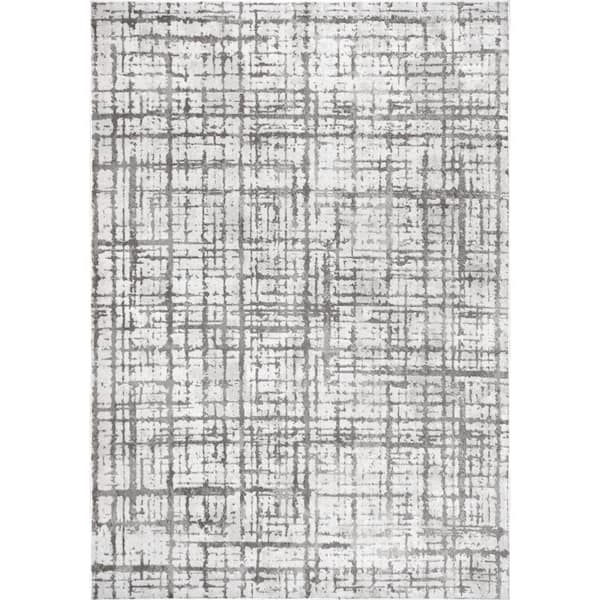 nuLOOM Annie Modern Crosshatch Abstract Light Grey 8 ft. x 10 ft. Indoor Area Rug