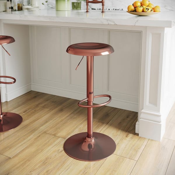 Carnegy Avenue 31 in. Adjustable Height Rose Gold Bar Stool
