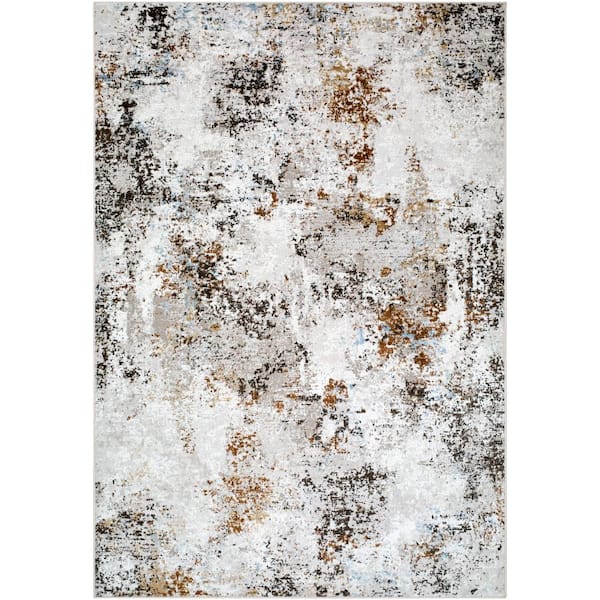 Livabliss Mood White/Dark Brown Abstract 8 ft. x 10 ft. Indoor Area Rug