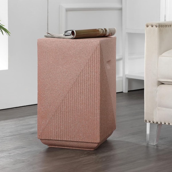 Adrian 20.75 in. Contemporary Minimalist Square Accent Table, Pink Terrazzo Finish