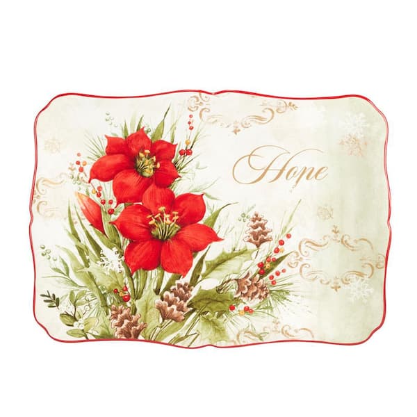 Certified International Winter's Medley 10.25 in. Multi-Colored Earthenware Serving Platter