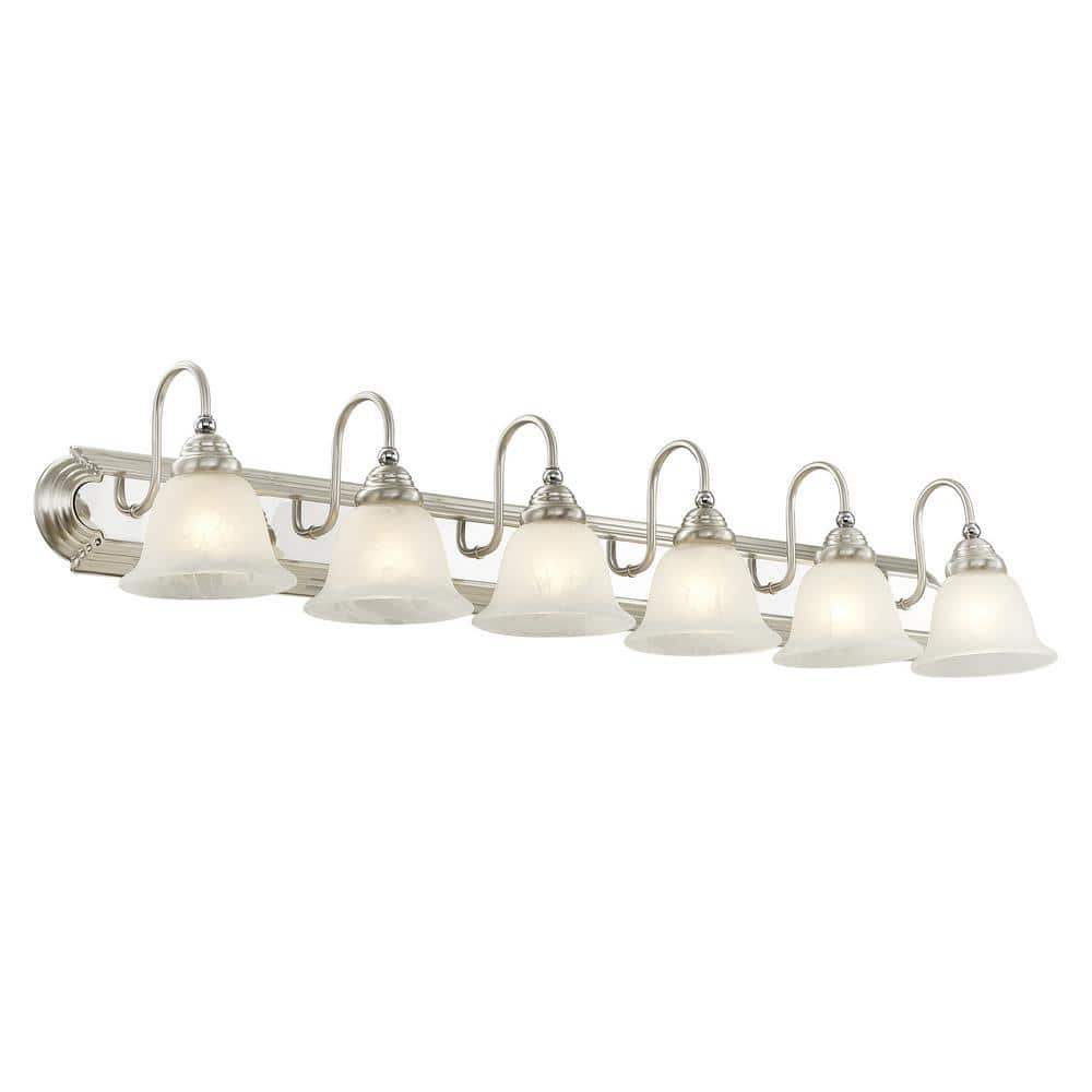 Belmont 48" Brushed Nickel and Chrome 6-Light Vanity Fixture