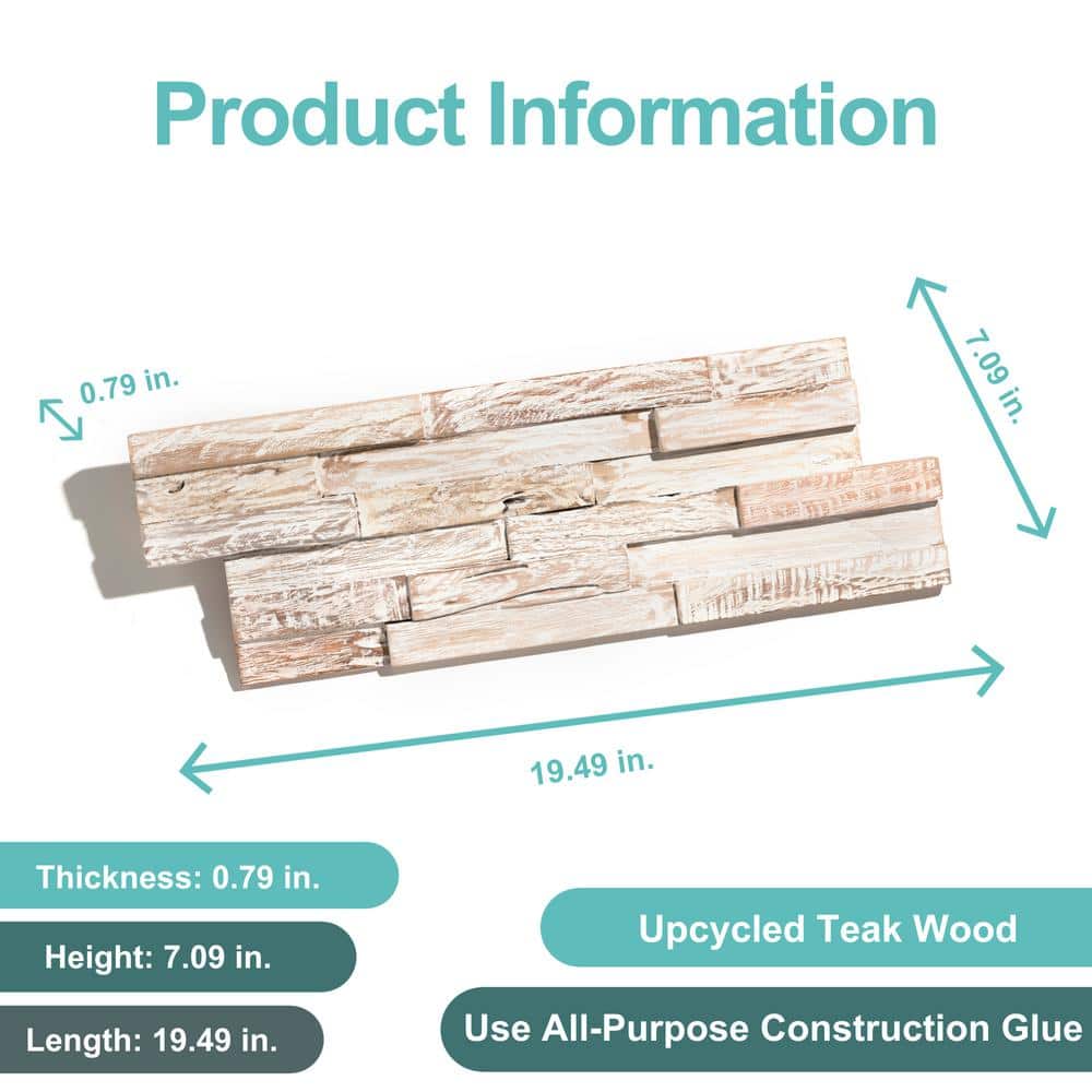 Teak Whitewash 3D Textured Interlocking Wall Panels