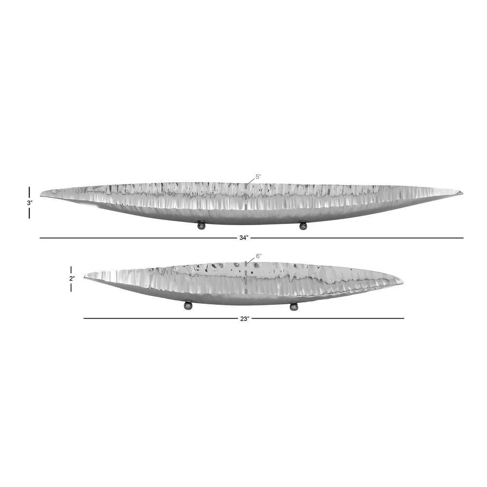 Modern Oval Stainless Steel Decorative Bowl with Stand, 34"W