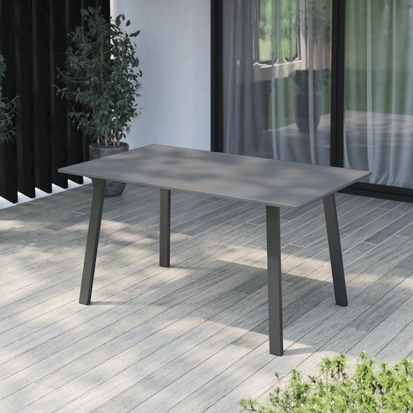 TK CLASSICS 60 in. Gray Concrete Outdoor Dining Table with Steel Legs  DT60-35110-G13 - The Home Depot