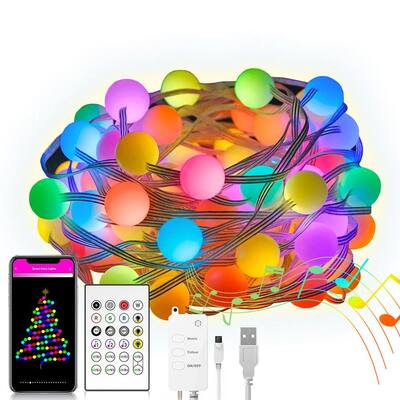 Globe 32.8 ft. 66 LED Dreamcolor Outdoor Smart Multi-Color Lights Christmas String Light with IR Remote