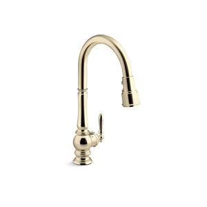 Artifacts Touchless 3-Spray Patterns Single Handle Pull Down Sprayer Kitchen Faucet in Vibrant French Gold