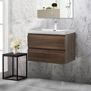 23.6 in. W x 19.7 in. D x 22.5 in. H Bath Vanity in Grey Oak with White Faux Marble Top