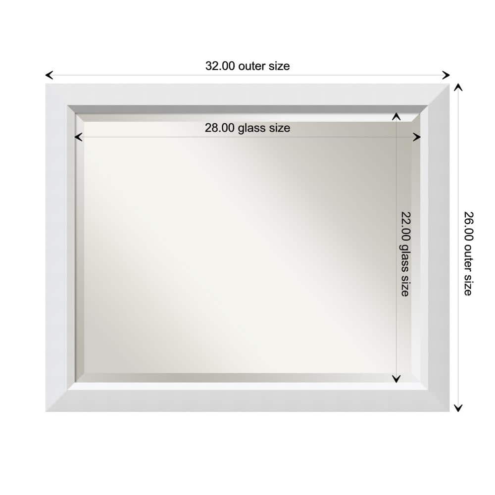 Blanco White Rectangular Wood Bathroom Vanity Mirror