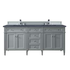 Brittany 72 in. W x 23.5 in. D x 34 in. H Double Bath Vanity in Urban Gray with Quartz Vanity Top In Charcoal Soapstone
