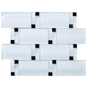 Bambo White 9.85 in. x 11.42 in. Brick Joint Glossy Glass Mosaic Tile (7.9 sq. ft./Case)