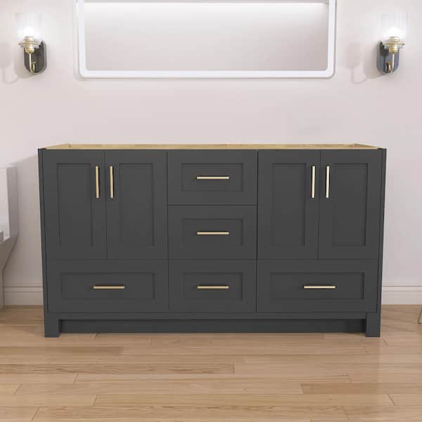 NTQ 60 in. W x 21.5 in. D x 33.5 in. H Bath Vanity Cabinet without Top Morden Solid Wood Bathroom Vanity in Gray