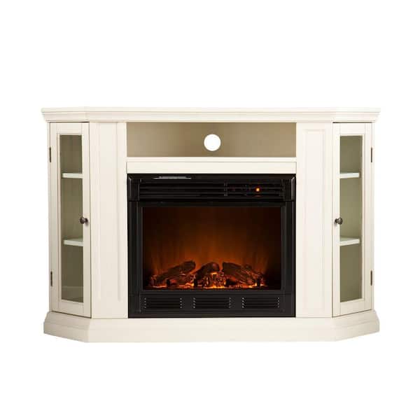 Southern Enterprises Claremont 5 in. Convertible Media Console Electric Fireplace in Ivory