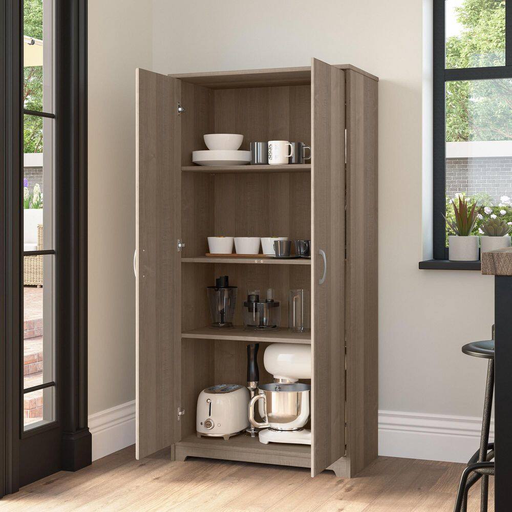 Ash Gray Engineered Wood Tall Kitchen Pantry Cabinet with Doors