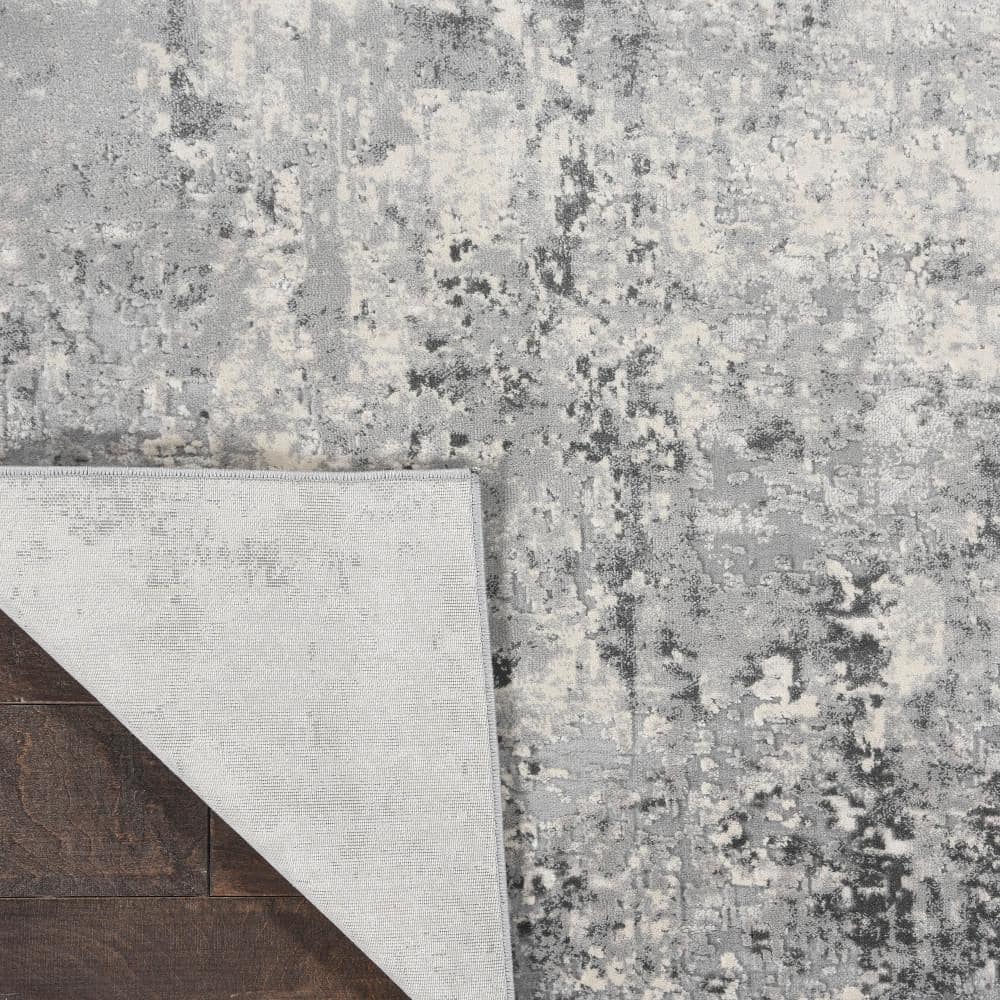 Abstract Elegance 7'10" x 10'6" Grey and Ivory Modern Area Rug