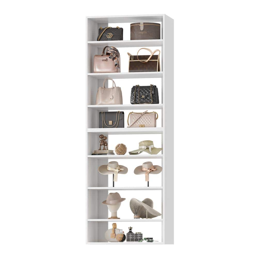 31.5 in W White Modular Closet System Wood Closet Organizer Storage Unit for Clothes Shoes Handbags and Accessories