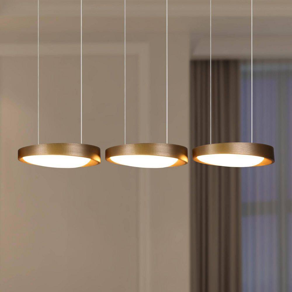 24-Watt 3-Light Modern Gold Linear Chandelier Cluster Kitchen Pendant Light with White Acrylic Shade price history on PriceWatchPro