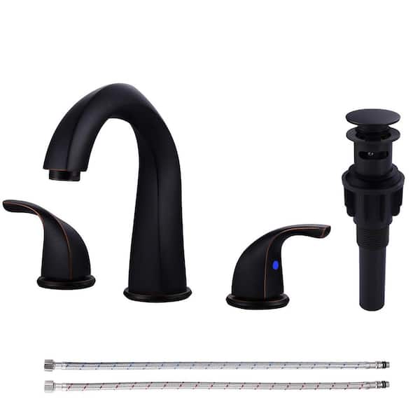 8 in. Widespread Double Handle Bathroom Faucet with Pop-Up Drain Included in Oil Rubbed Bronze