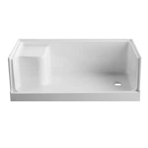Grenada 60 in. L x 32 in. W x 21 in. H Right Drain Alcove Base and Wall Shower Stall Kit in White