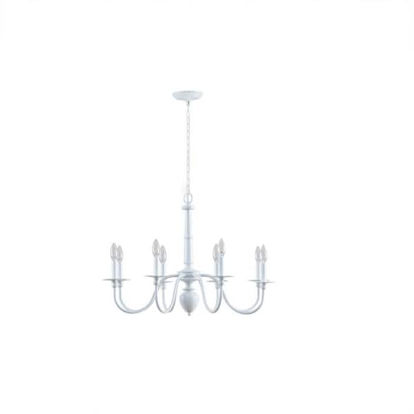 Druct 8-Light White Candle Chandelier Light Fixture B035_B03599395