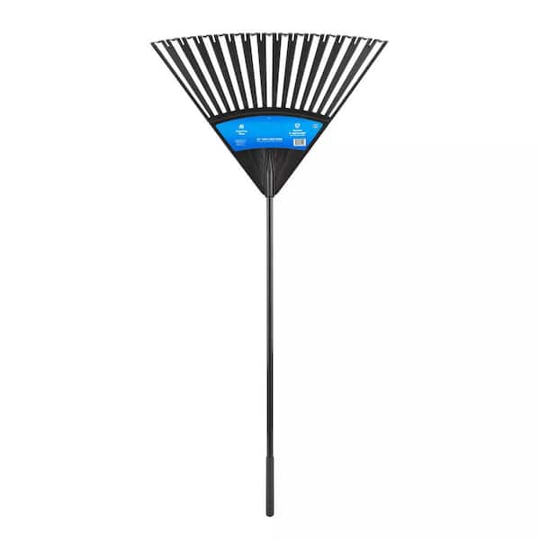 ATENGNES 62 in. Steel Handle Leaf Rake with Poly Plastic Rakes Wide 30 in. Head