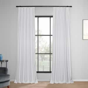 White Performance Linen Curtains Pleated 25 in. W x 108 in. L Pinch Pleat Hotel Blackout Curtains (Single Panel)