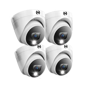 2K Indoor/Outdoor Wired Dome Spotlight Security Cameras with 2-Way Audio (4-Pack)