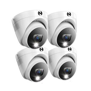 2K Indoor/Outdoor Wired Dome Spotlight Security Cameras with 2-Way Audio (4-Pack)