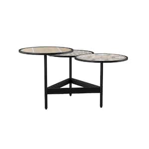 Lorengo Round Ceramic tile Outdoor Coffee Table with 3 Tier Extension