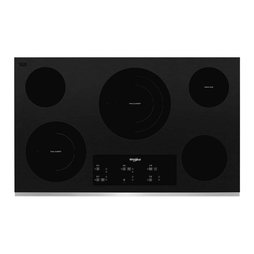 36 in. Radiant Electric Cooktop in Black Stainless Steel with 5 Elements