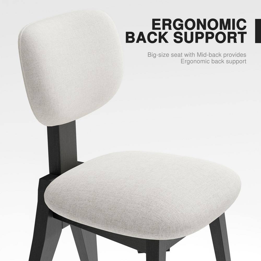 Black Upholstered Low Back Side Chair with Wood Frame