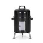 17 in. Charcoal Smoker in Black with Cover and Built-In Thermometer