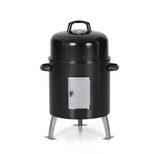 17 in. Charcoal Smoker in Black with Built-In Thermometer